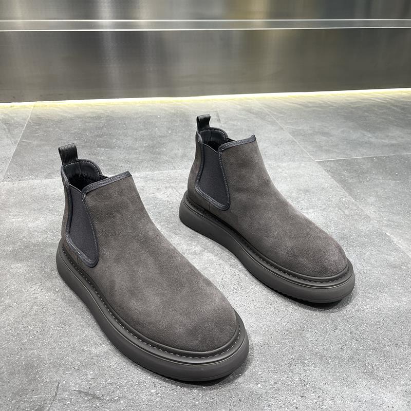 品牌断码男鞋2022新款秋冬款加绒厚底马丁靴潮流百搭一脚蹬高帮短