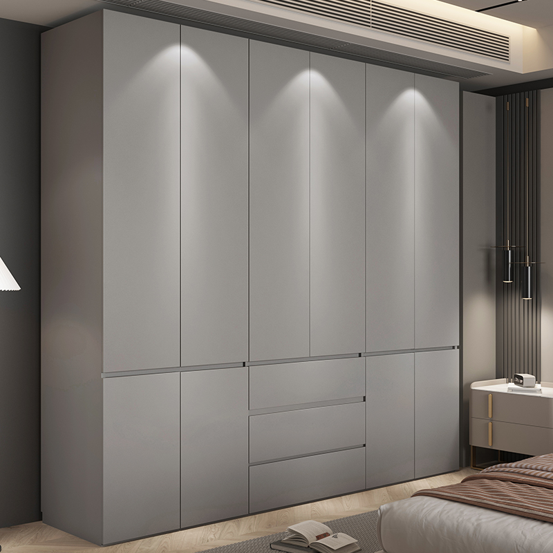 一门到顶衣柜深60cm分段式免拉手大衣橱家用卧室平开门储物柜子