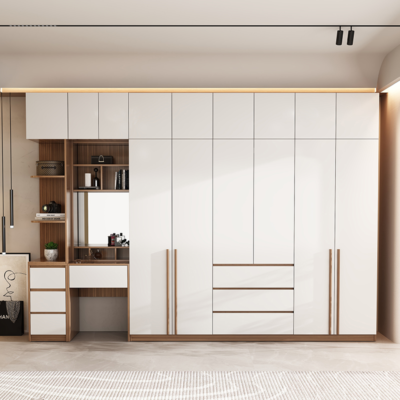 蔚然美家北欧衣柜简约现代卧室家用实木颗粒板柜子木质组装大衣橱