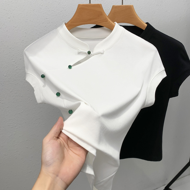 新中式国风短袖背心女外穿2025年夏季新款复古盘扣设计感包袖上衣