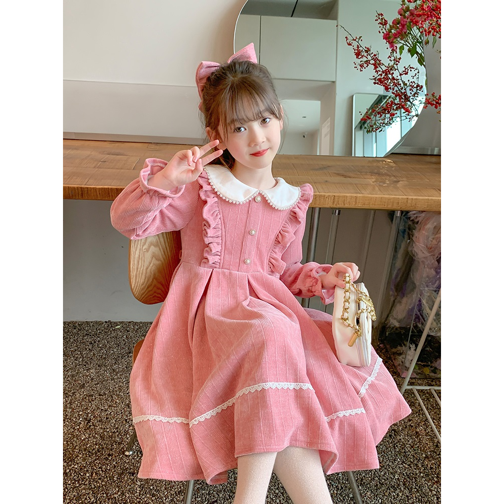 巴拉巴拉恩女童连衣裙2023新款秋冬装洋气小女孩公主裙加绒儿童装