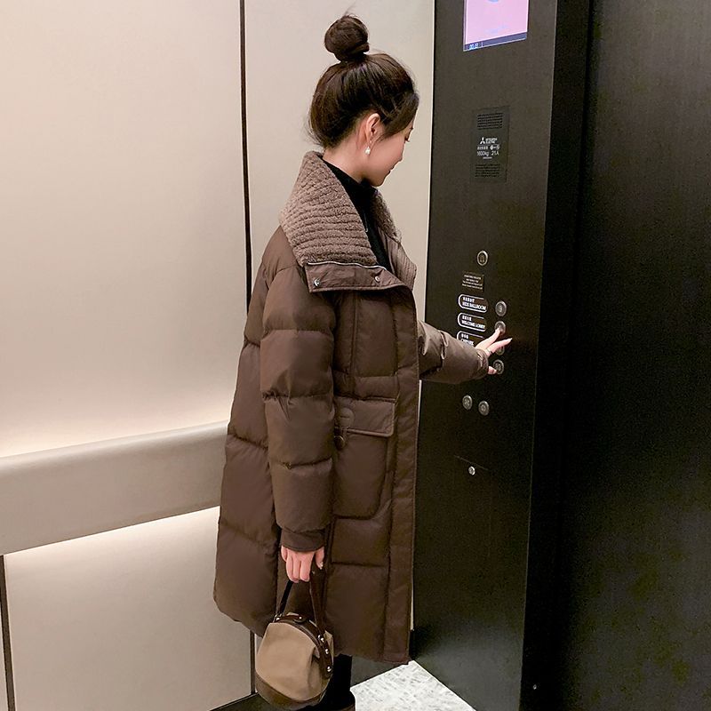 2024翻领新款羽绒服中长款时尚鸭绒加厚保暖冬季洋气长款外套