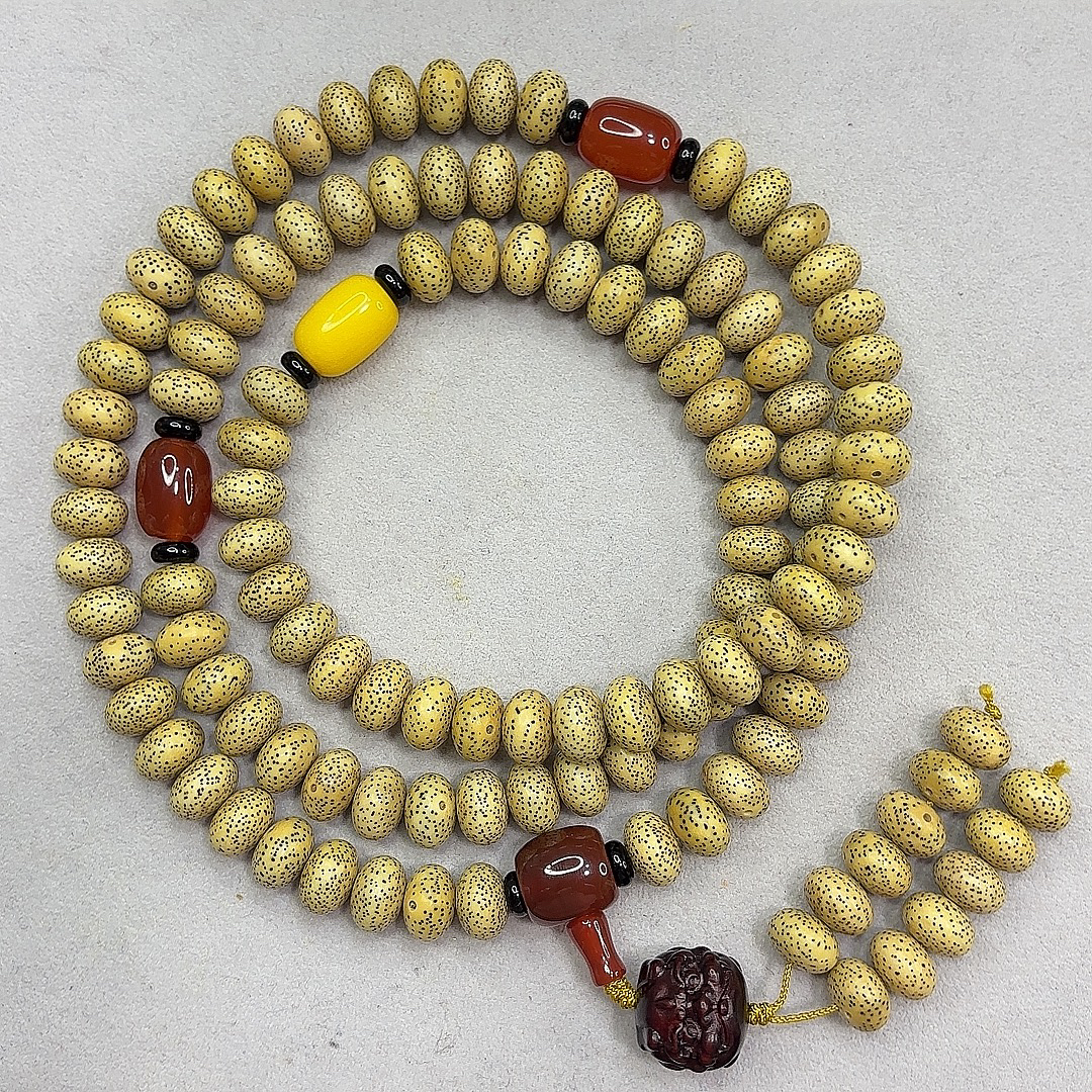 海南星月菩提原生态尺寸约13*9玄月苹果珠108颗长串文玩串