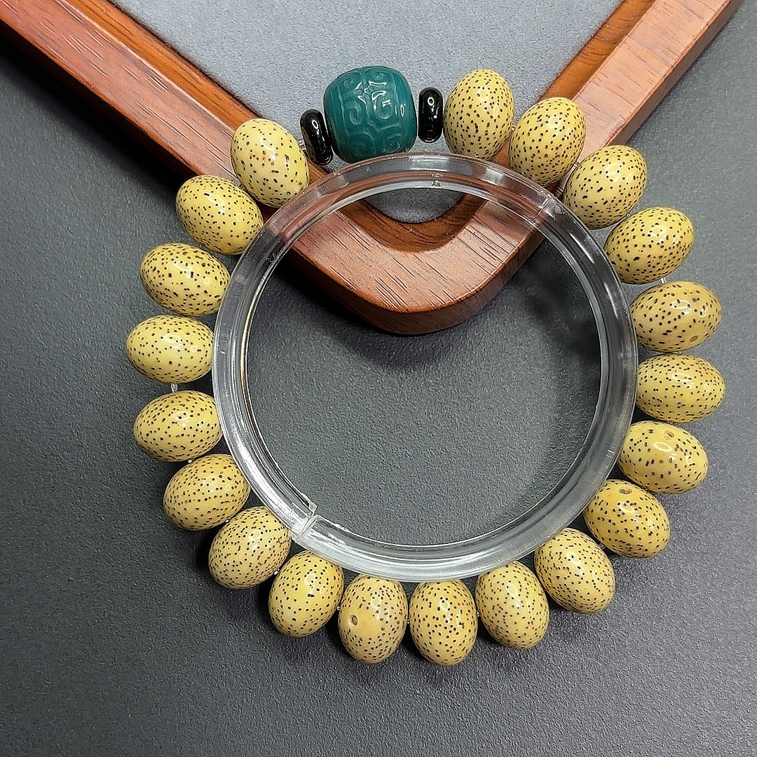 海南星月菩提原生态约14*10苹果珠单圈手串饶指柔文玩