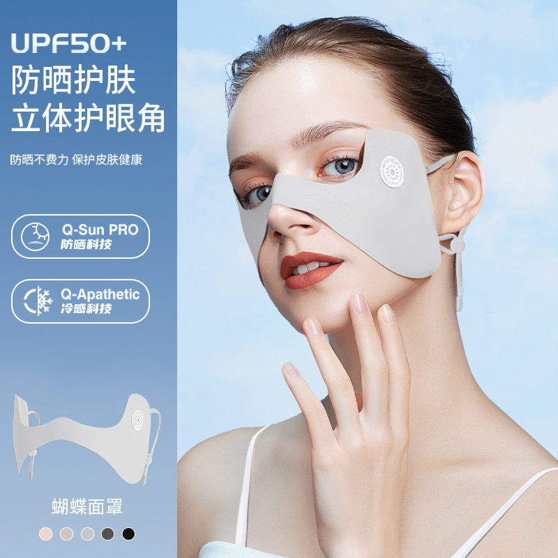 夏季防晒面罩户外防紫外线护眼角吸汗透气遮阳冰丝立体眼贴男女士