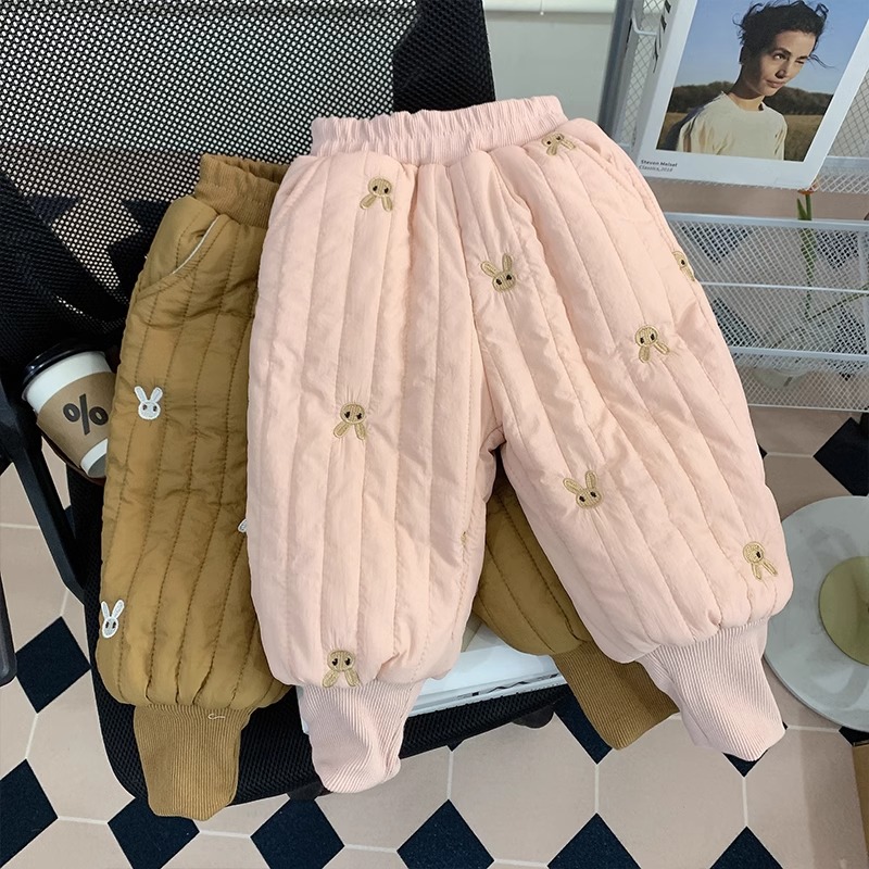 女童棉裤冬季2024新款加厚夹棉儿童保暖长裤外穿休闲宝宝裤子冬装