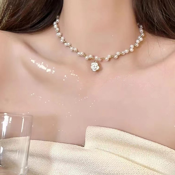 铜合金仿珍珠项链 高裆气质x696-5贝珠