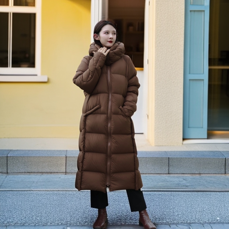 马天奴冬季新款中长修身连帽轻奢黑标鹅绒服宽松气质保暖VDAH92