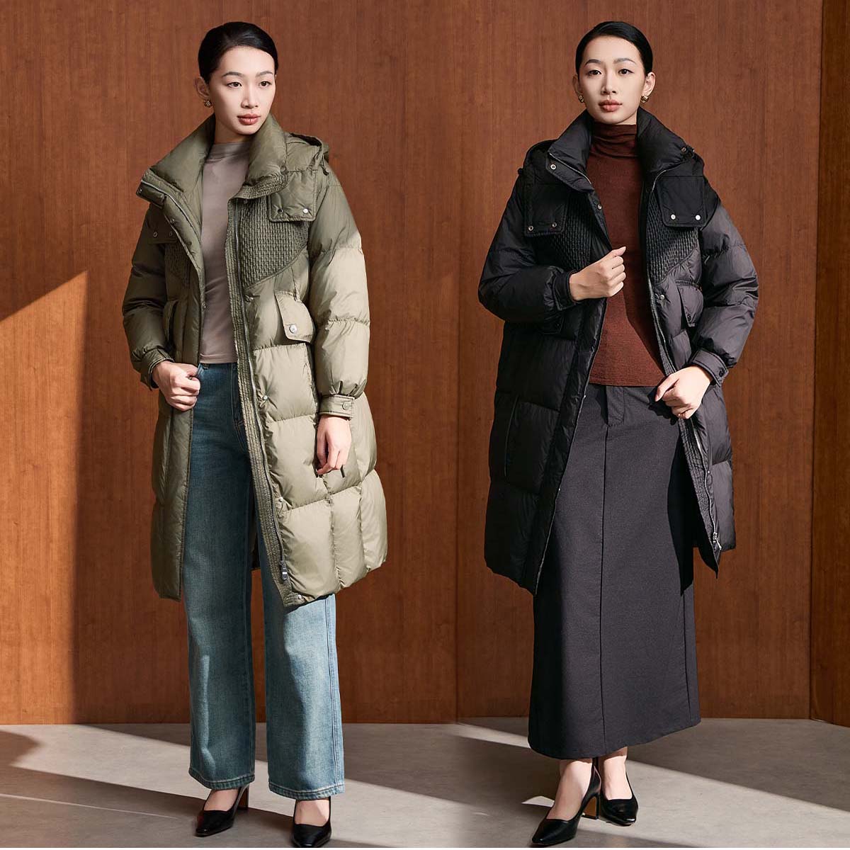 马天奴冬季新款中长款立领修身轻奢羽绒服宽松气质加厚保暖VDAC54