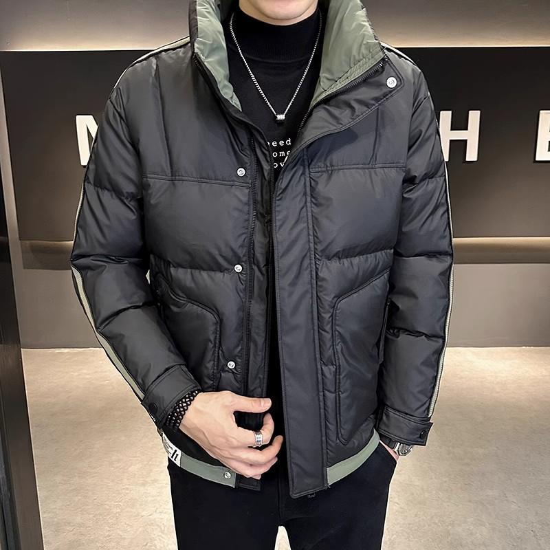 棉服男宽松立领休闲外套冬季韩版潮流加厚保暖白Y绒羽绒衣