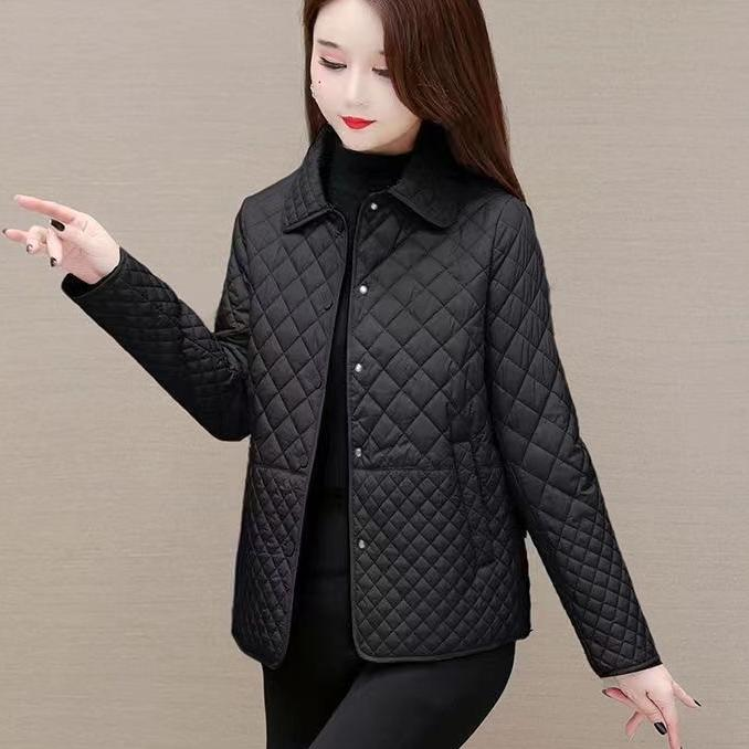 棉服外套女2025秋冬新款大码宽松韩版时尚中年妈妈装菱格夹棉棉衣