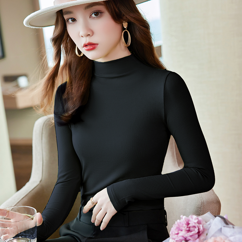 薄款时尚新款修身圆领上衣纯色打底衫小清新女神外穿无痕88093