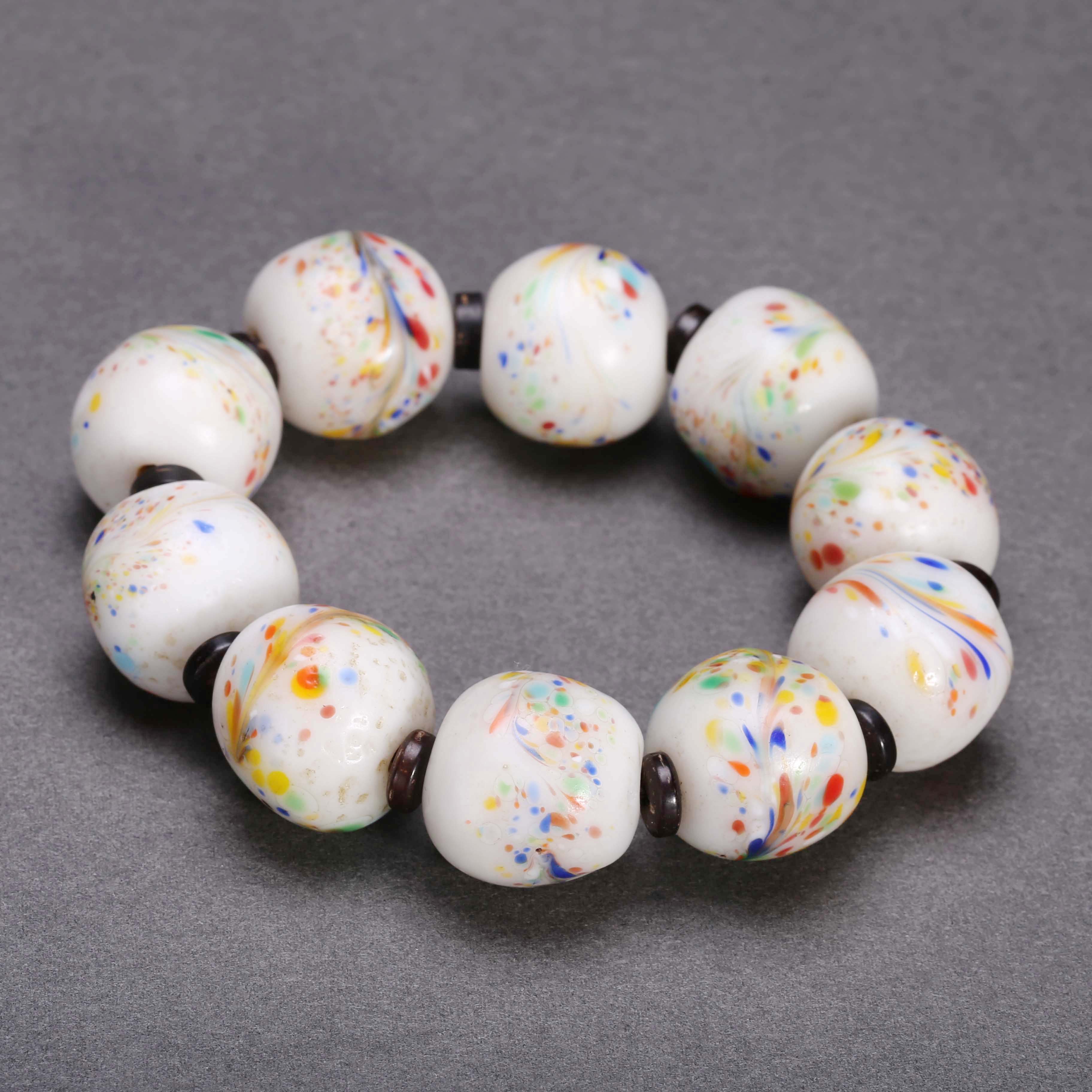 【济文阁】JFYG20111566清晚期 凤尾白琉璃手串