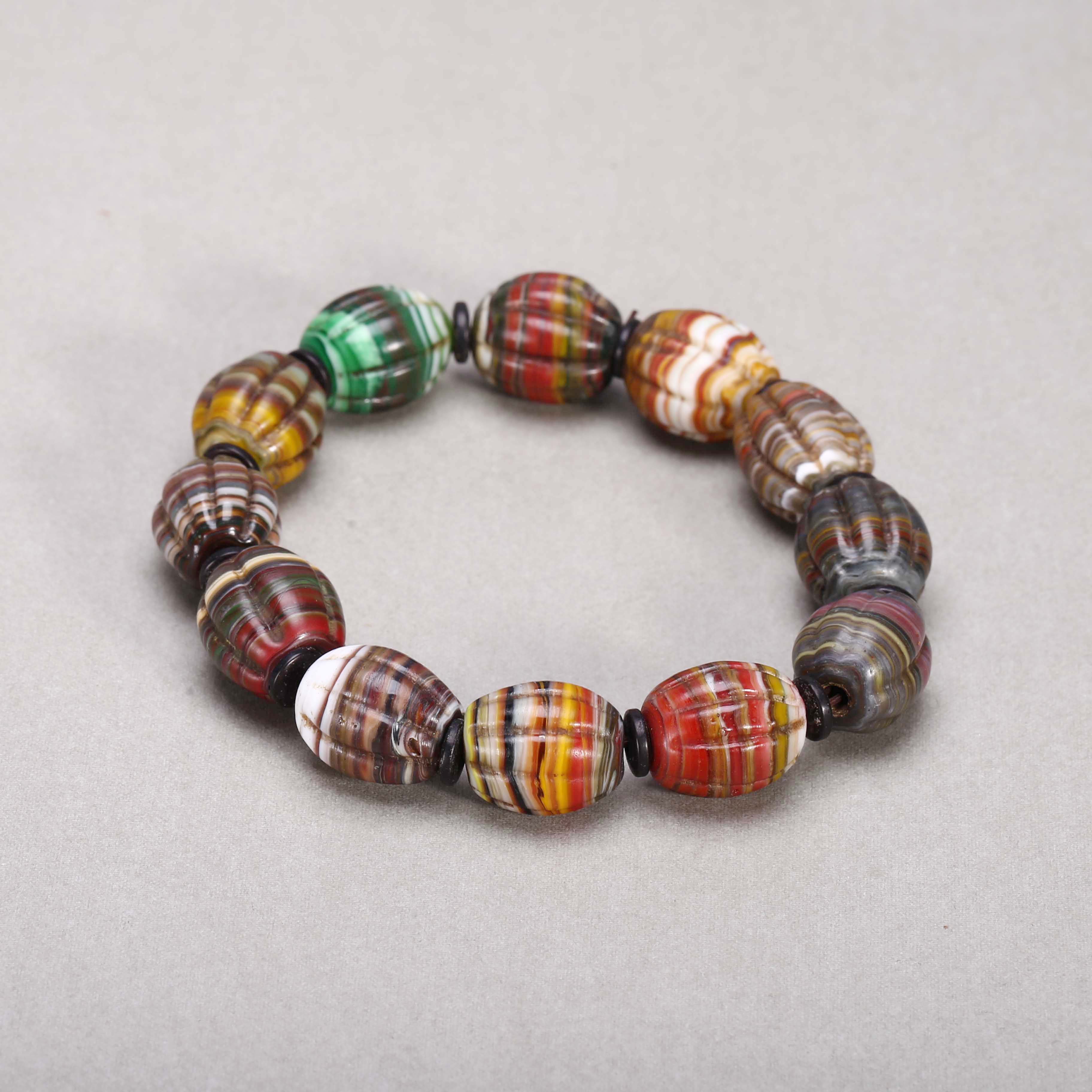 【济文阁】JFYG20120999清代 绞胎琉璃手串