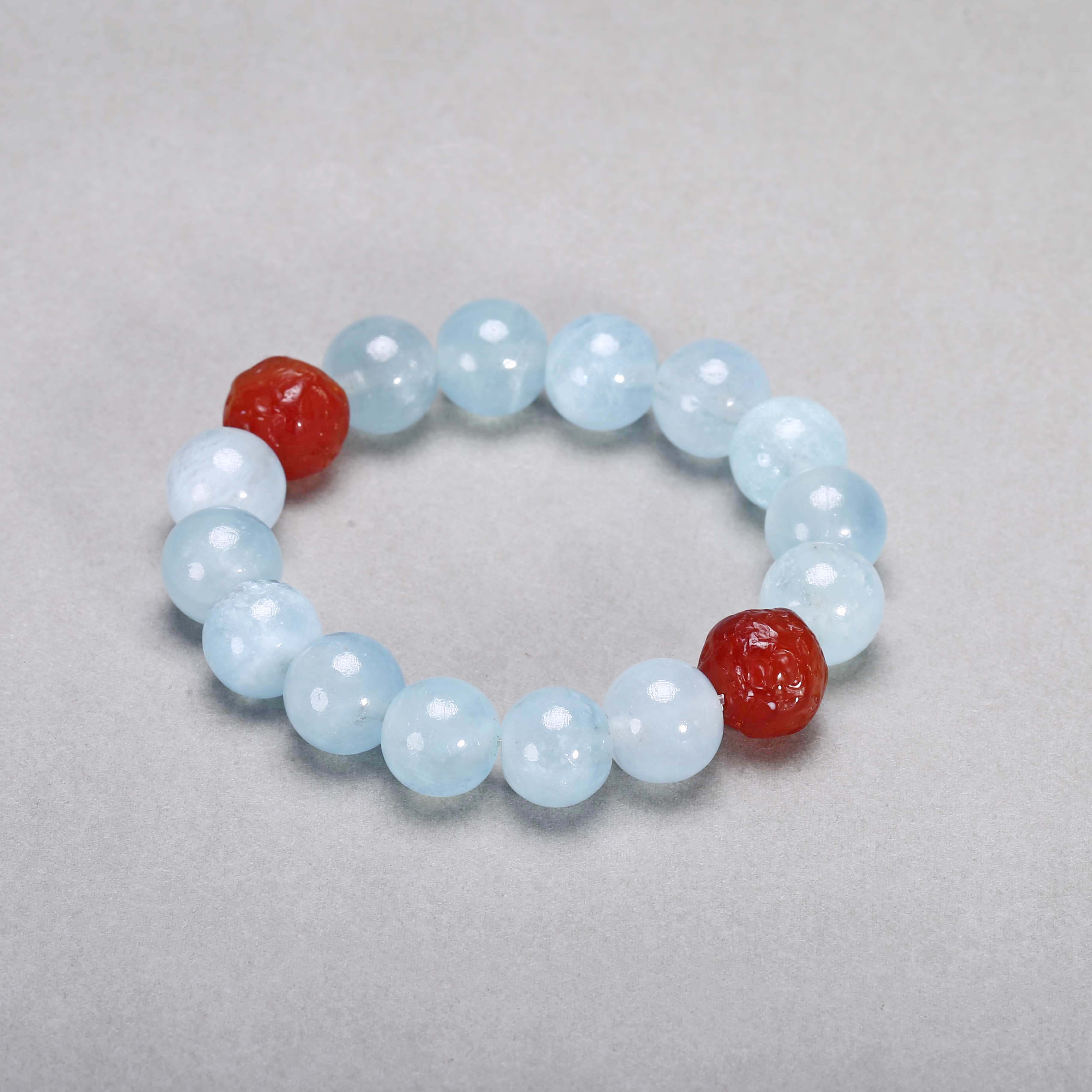 【济文阁】JOY20112443清代 海蓝宝圆珠手串