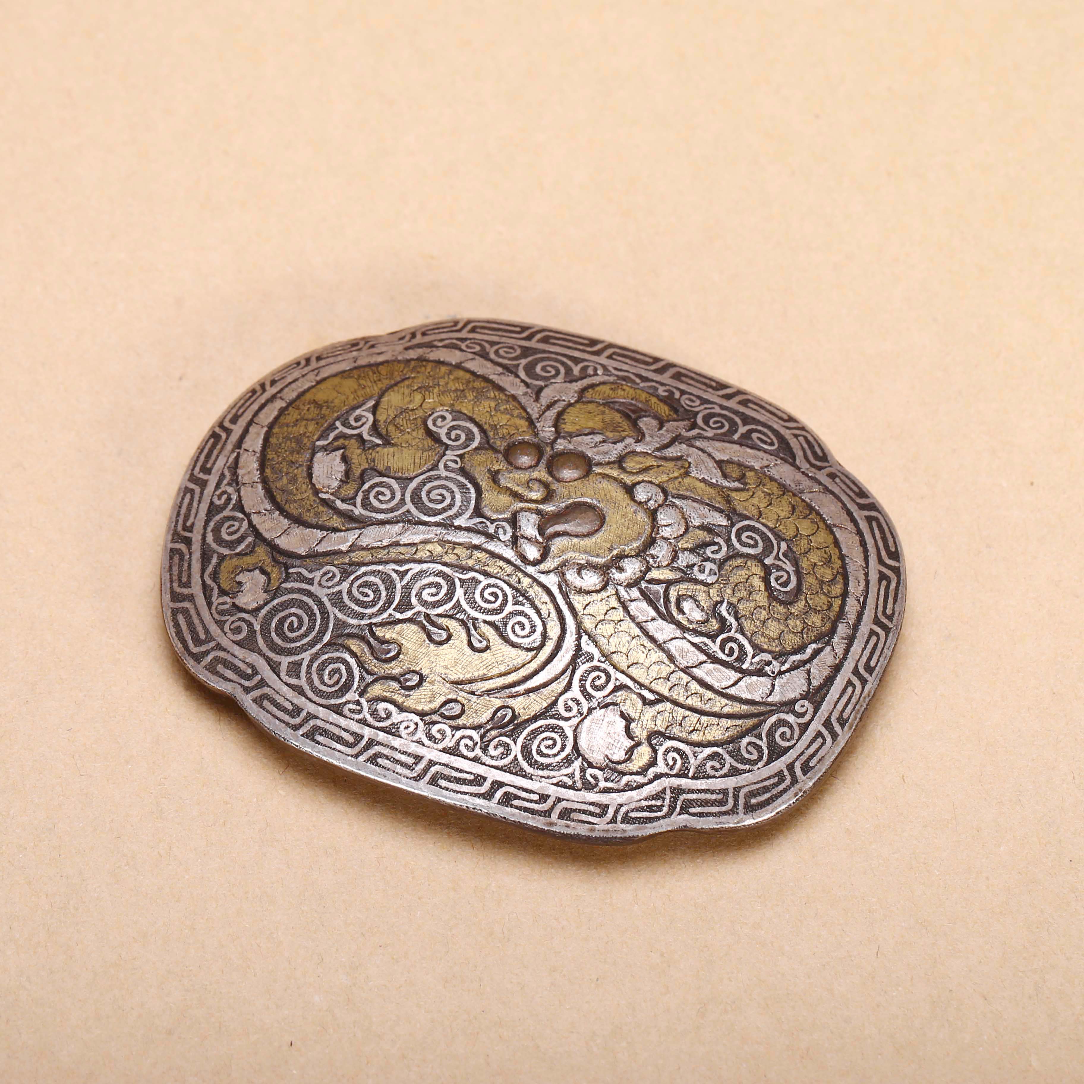 【济文阁】JZYM20101717清代 铁翦金腰带扣