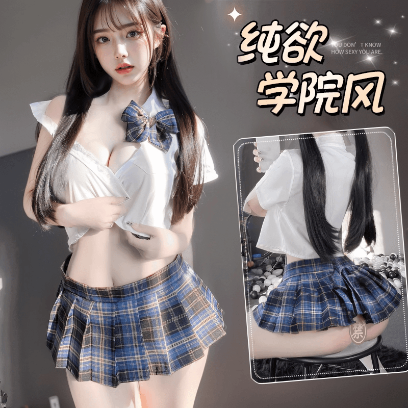 性感纯欲睡衣女衬衫百褶裙套装JK制服套装日系水手激情学院风套装