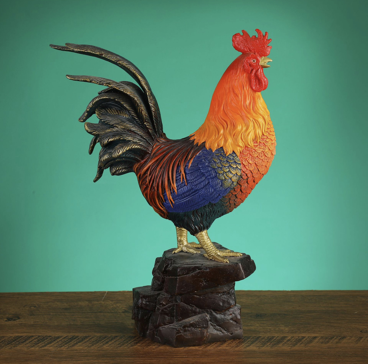 新款彩铜公鸡【大吉大利】大公鸡金鸡报晓中式十二生肖鸡工艺品摆件