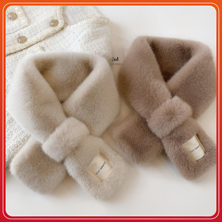 网红保暖围脖套护颈小围巾女秋冬季爆款2025新款仿兔毛毛绒时尚短