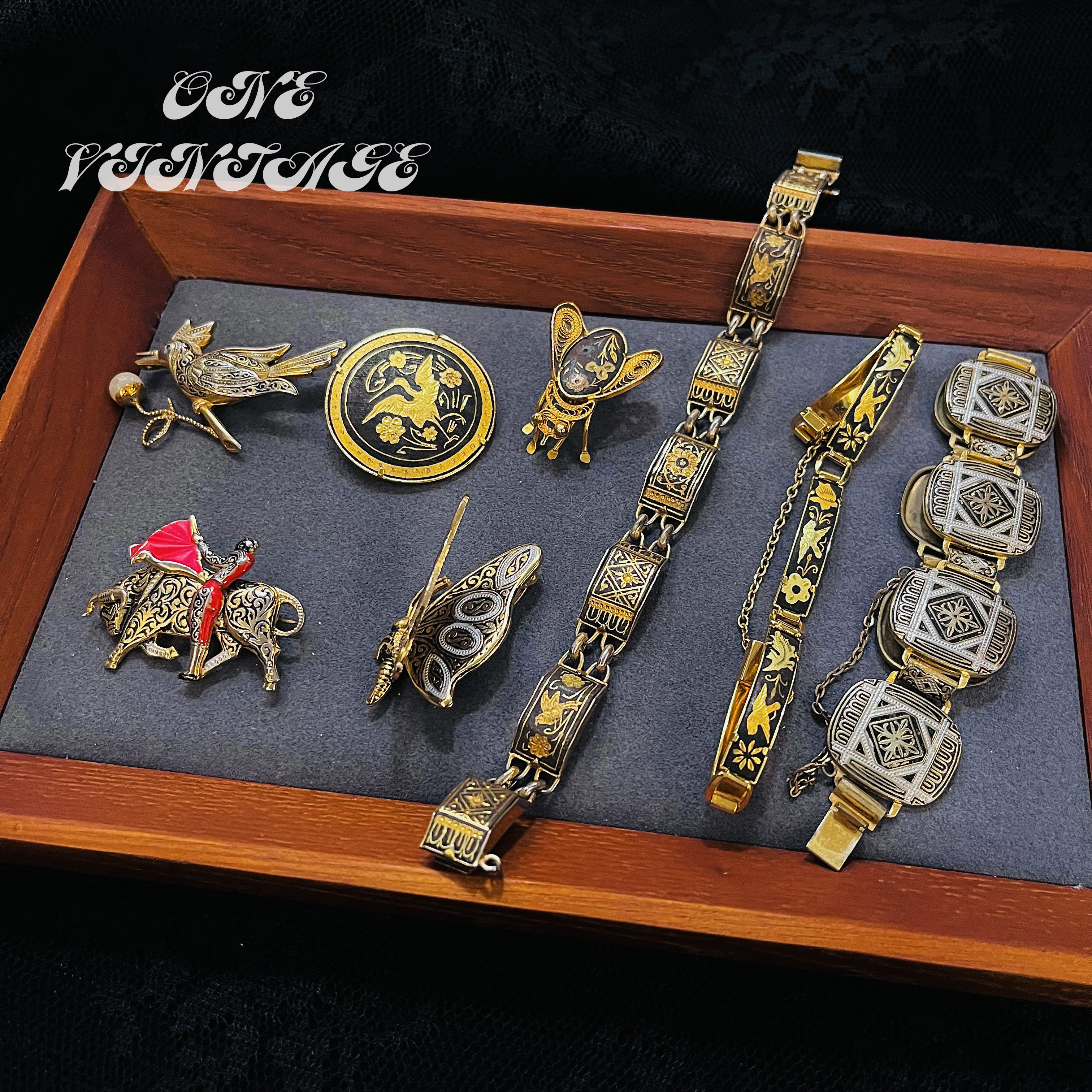 合金耳饰 大马士革胸针手链项链耳饰合集 vintage