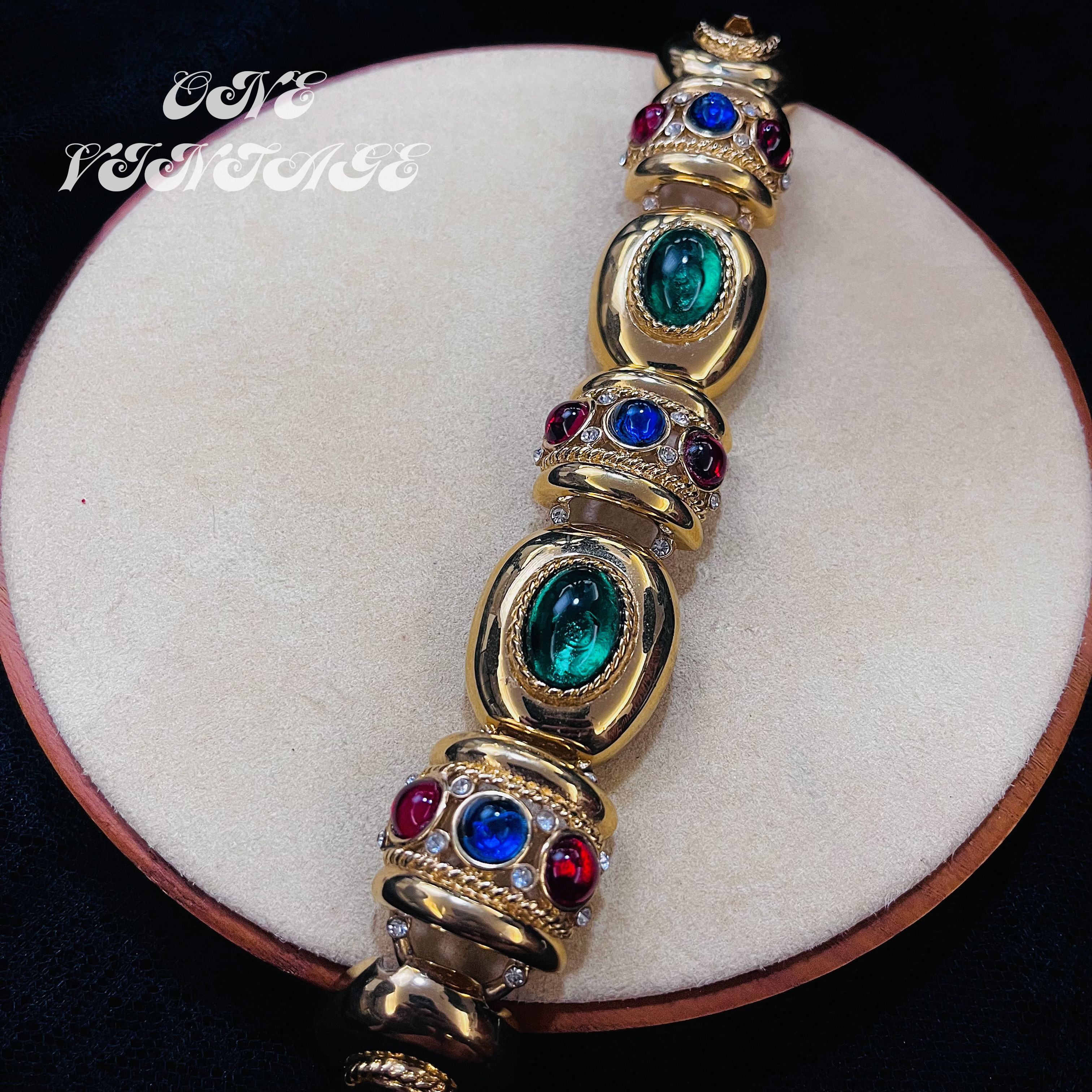 合金琉璃手链 G家多色琉璃彩宝复古手链 vintage