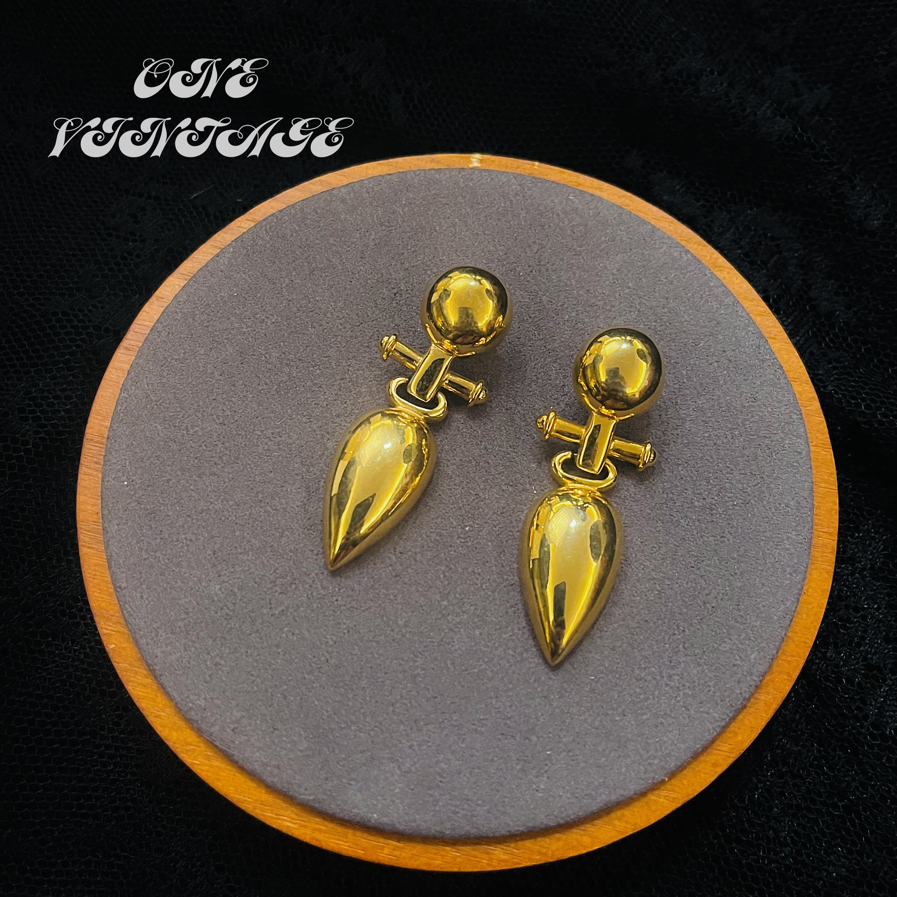 合金耳饰 G家马耳他十字水滴 耳钉 vintage