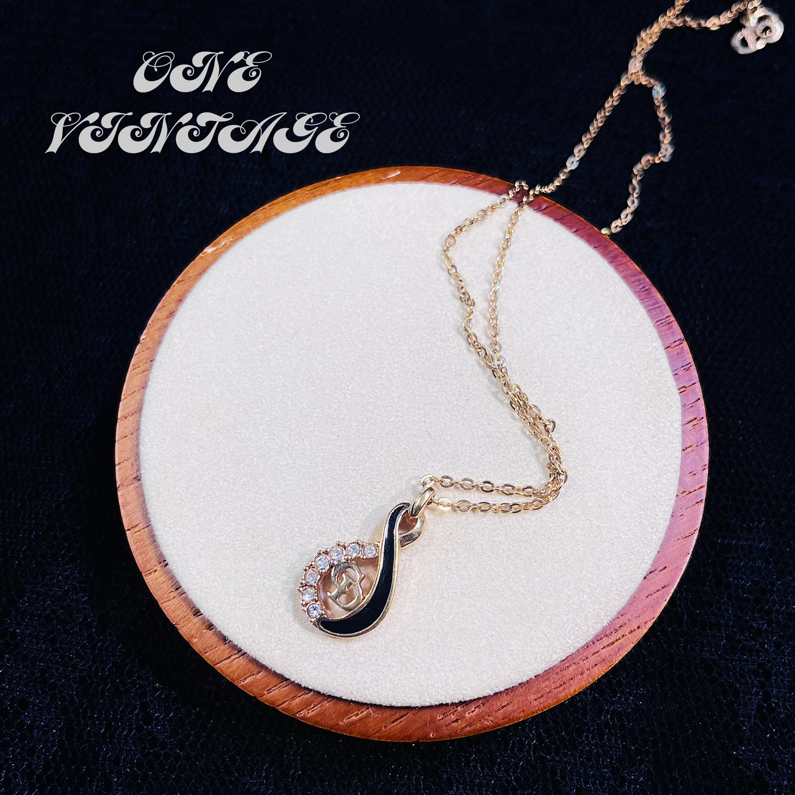 合金项链 Di0r黑金鱼尾珐琅水晶吊坠项链 Vintage气质轻奢