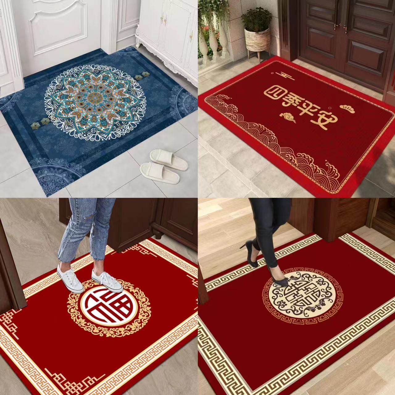 东哲喜庆家用入户地垫中式加厚水洗厨房地垫吸水防滑地垫入户门垫