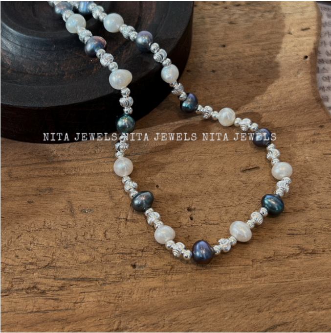 链子925银 JIUJIU 【精灵石头】设计感气质轻奢优雅拼色项链0922