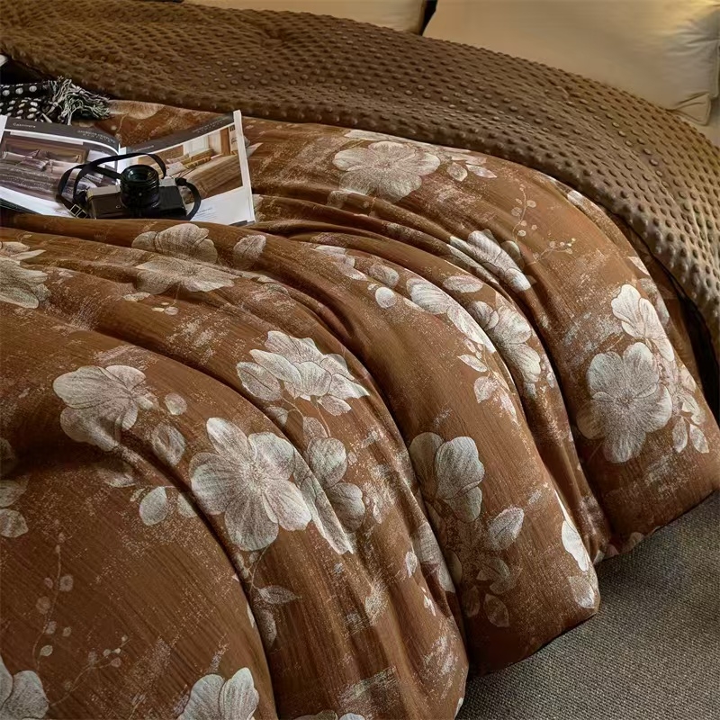 【芳华-咖】200*230cm高端亲肤舒适轻奢柔软豆豆被双面可用