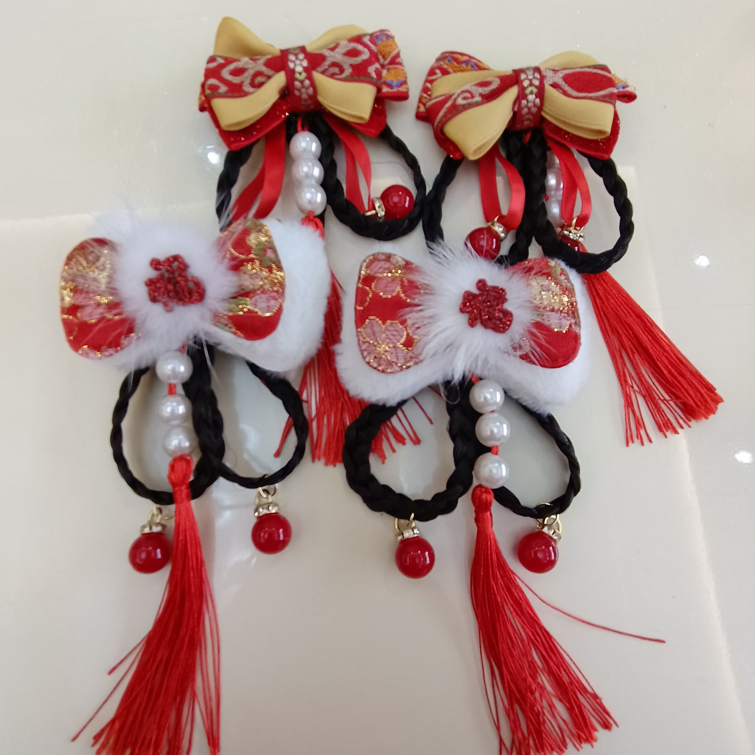 儿童女宝宝古风流苏时尚喜庆红色发饰小仙女新款流行头饰