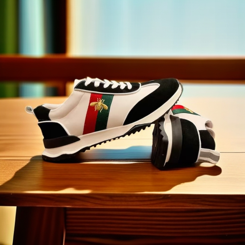 休闲运动鞋男士真皮小蜜蜂刺绣经典百搭防滑耐磨轻便舒适秋冬款鞋