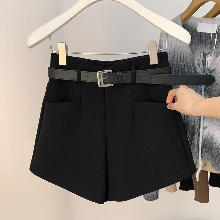 2025新款毛呢短裤女秋冬高腰显瘦阔腿裤A字大码靴裤时尚百搭短裤1