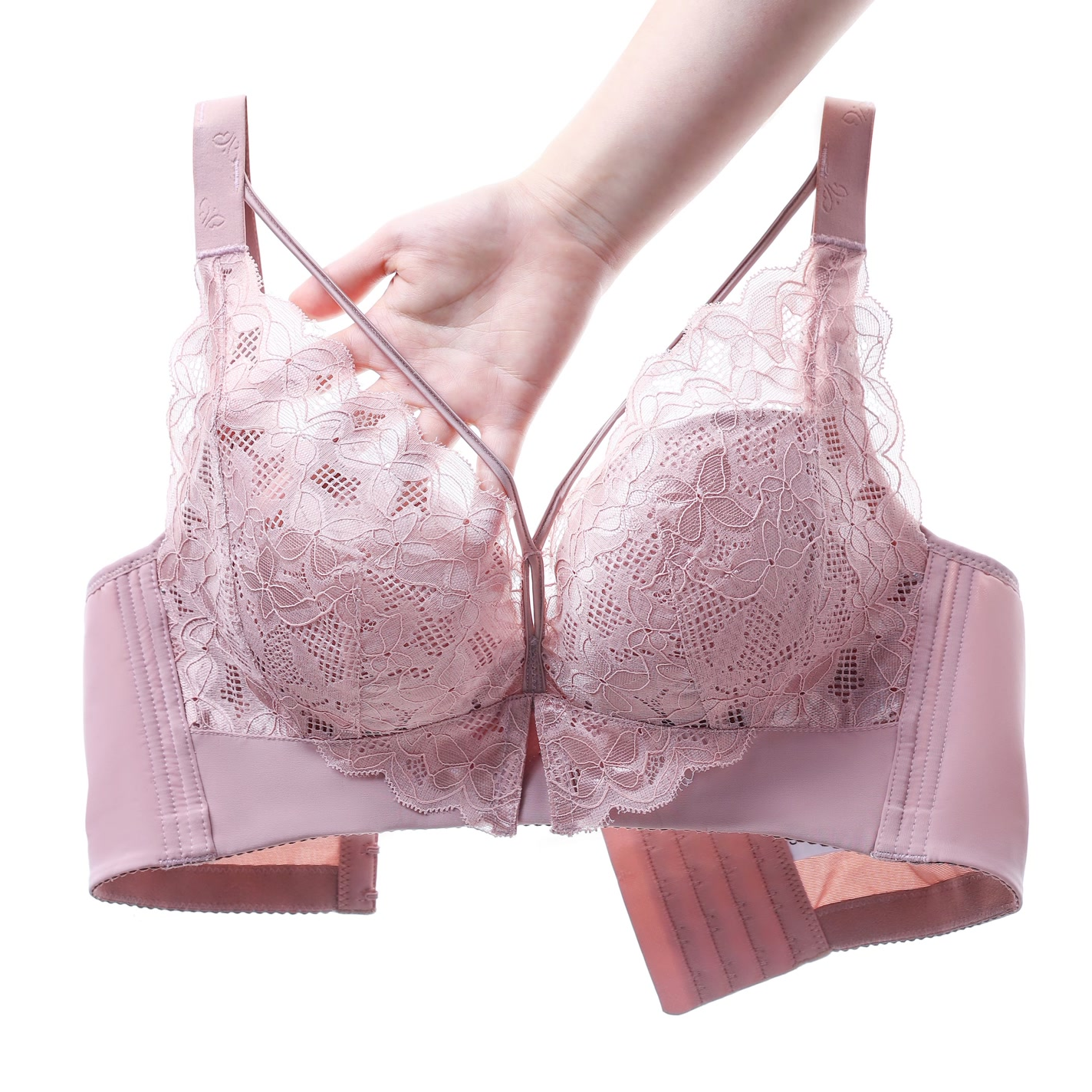  爱大码显大聚拢深V性感无钢圈蕾丝内衣