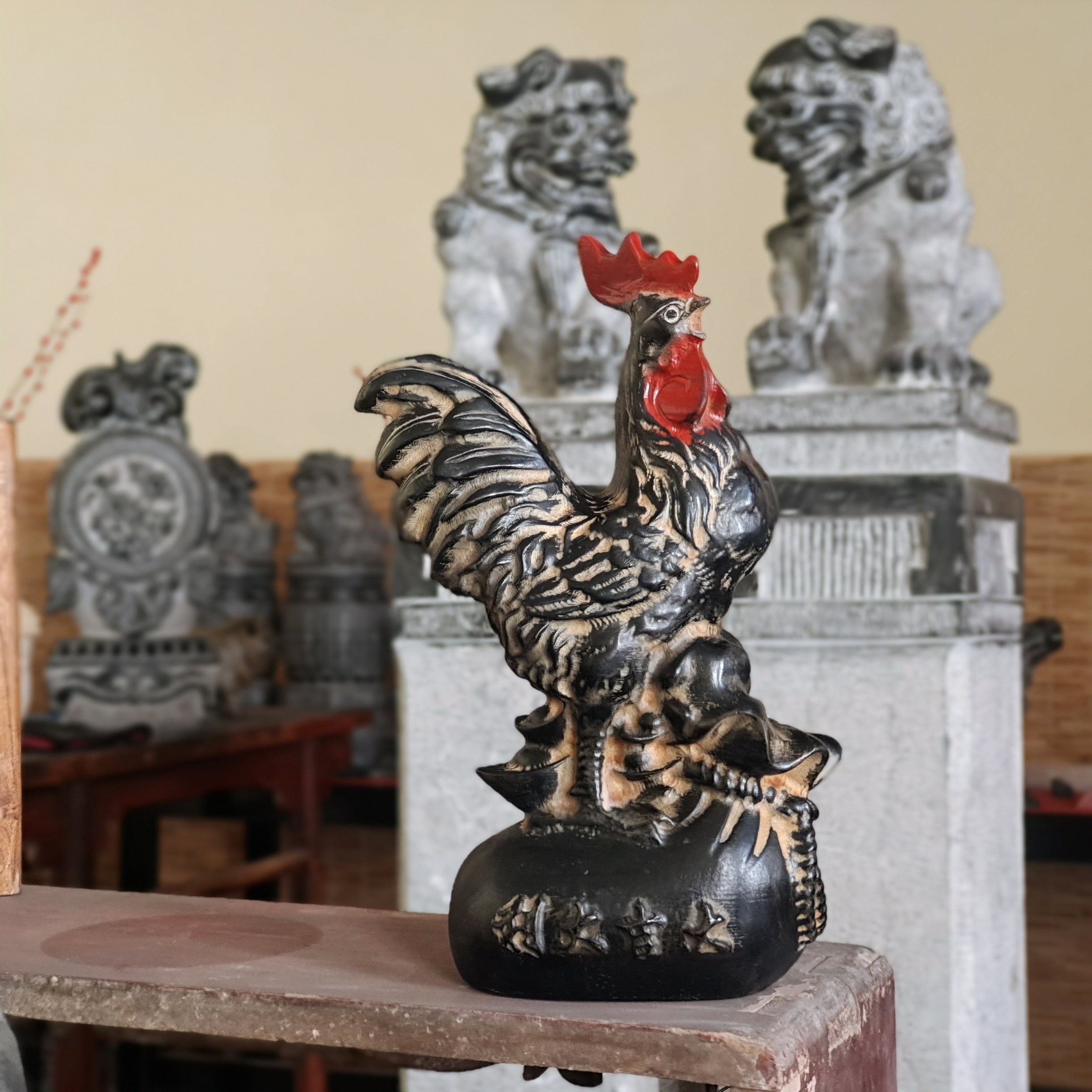 鸿运公鸡│茶室会所客厅桌面造景家居摆件
