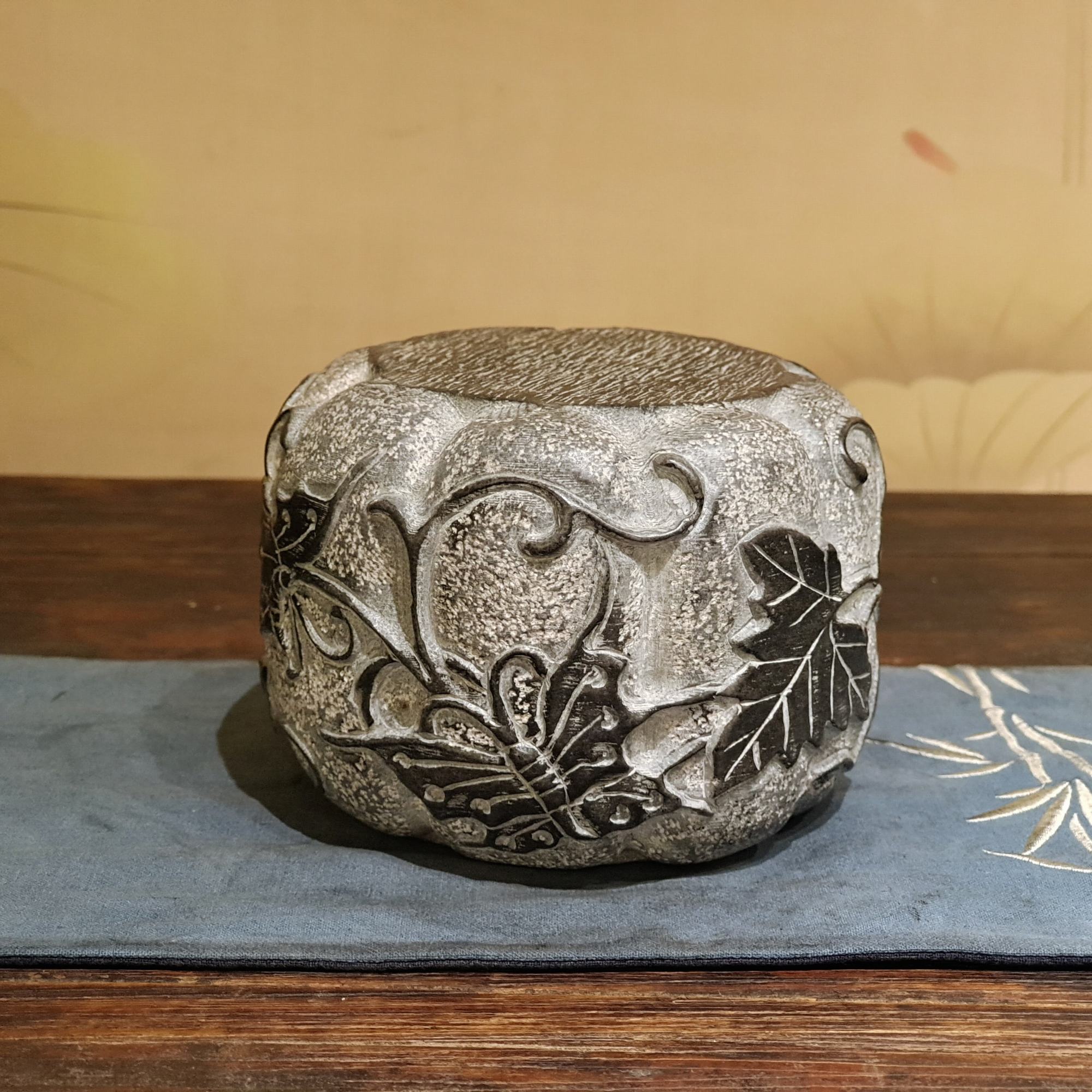 碟扑南瓜石鼓│壶承盆景底座摆件底座茶室会所客厅造景家居摆件