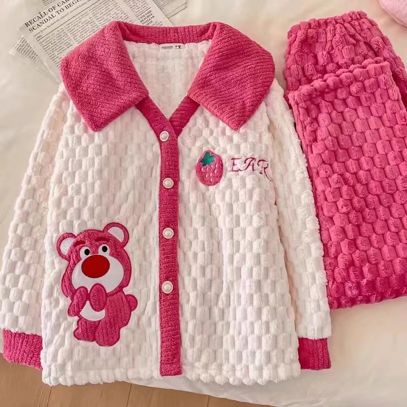 珊瑚绒睡衣女公主风保暖可爱套装居家服冬女