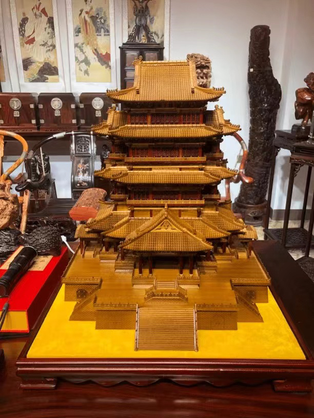 古建筑模型四大名楼工艺品实木质榫卯结构滕王阁桌面成品装饰摆件