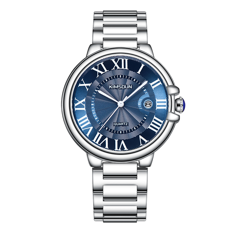 【云仓直发】经典蓝面钢带夜光防水男士气质时尚百搭潮手表K1829B