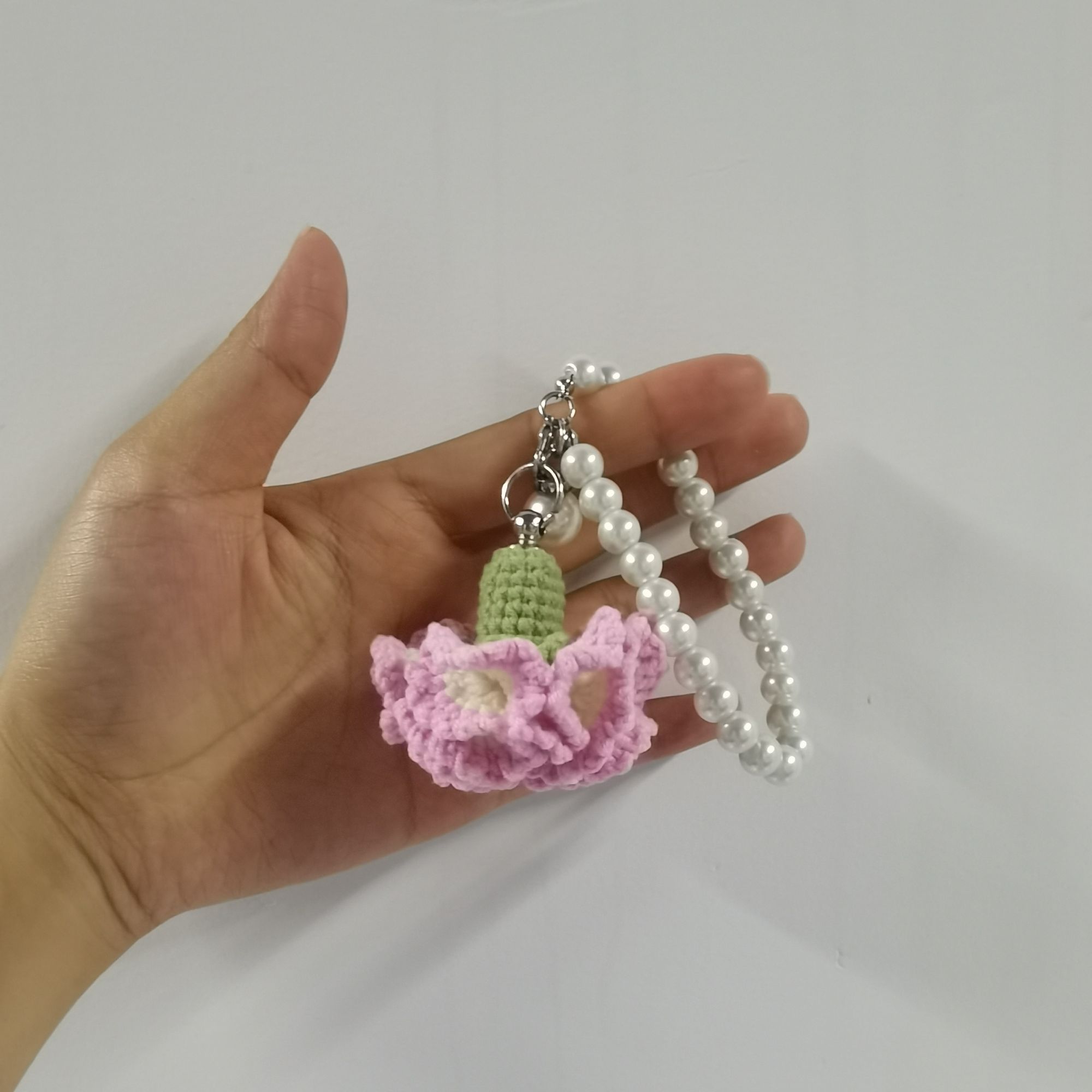 康乃馨花朵钥匙扣挂件diy钩织毛线材料包成品