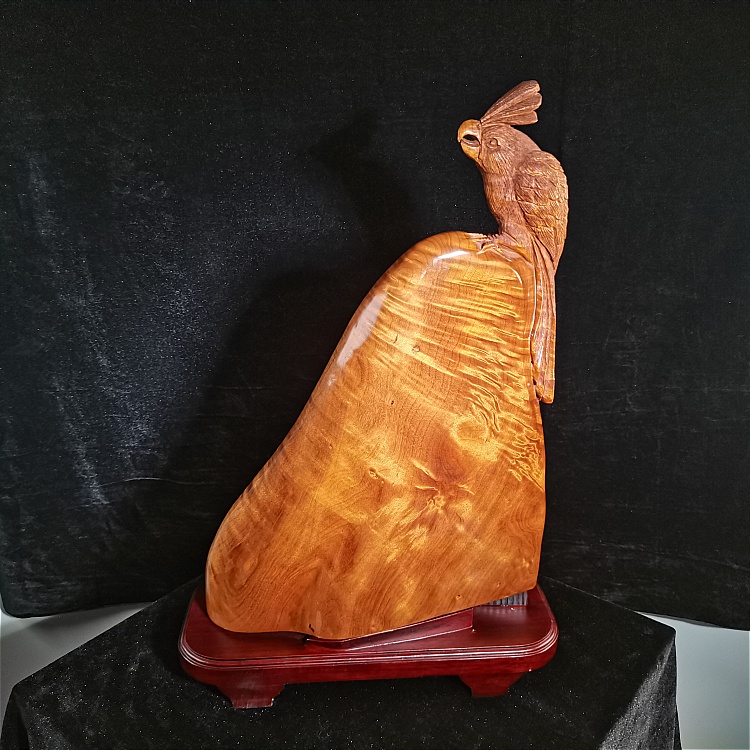 金丝楠木摆件英明神威鹦鹉纯手工雕刻精雕摆件鹦鹉摆件