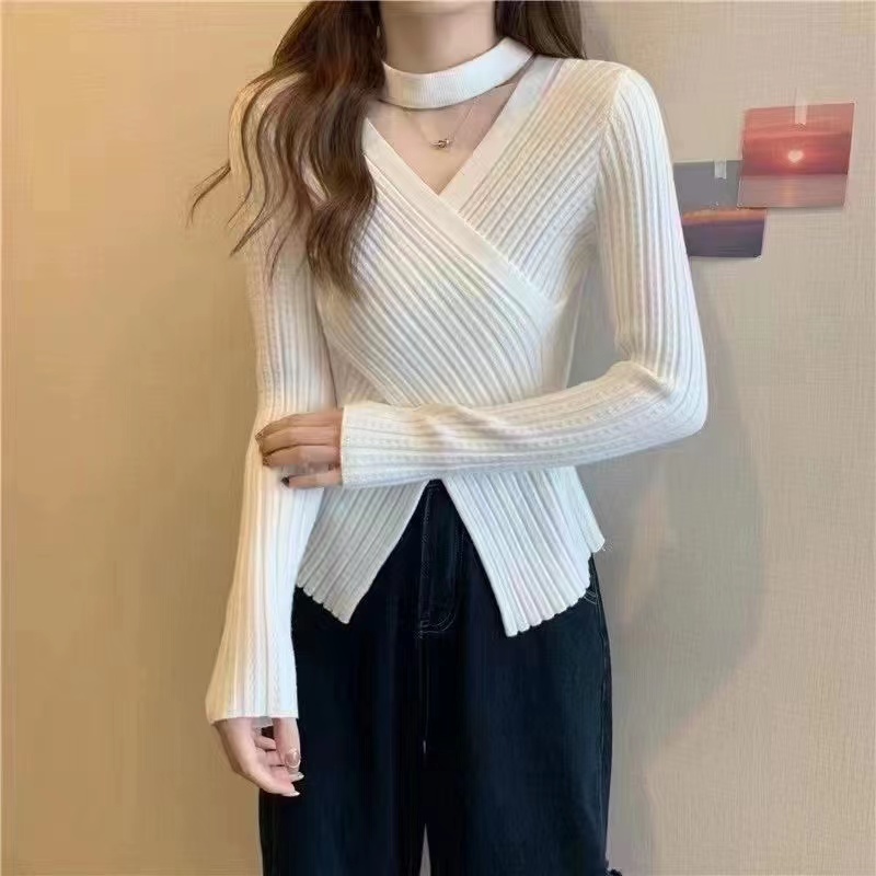 女装针织百搭v领秋冬时尚显瘦