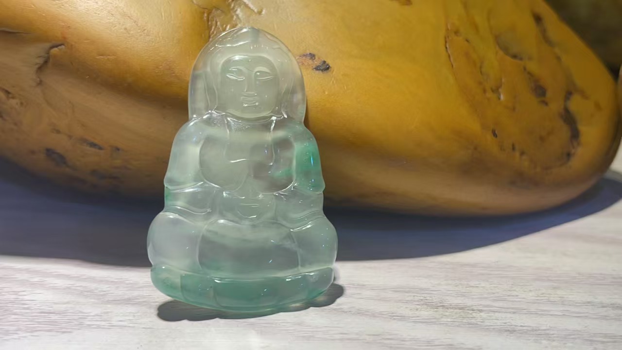 非金属仿水晶吊坠 天然A货玉静音观世音菩萨气质雕刻精雕大气精美