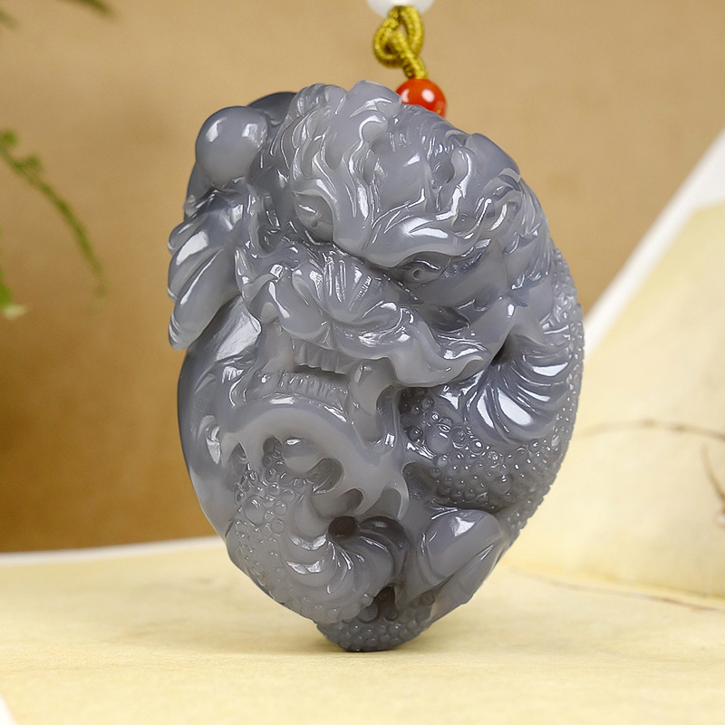 精品和田玉烟紫《龙行天下》山水把件29