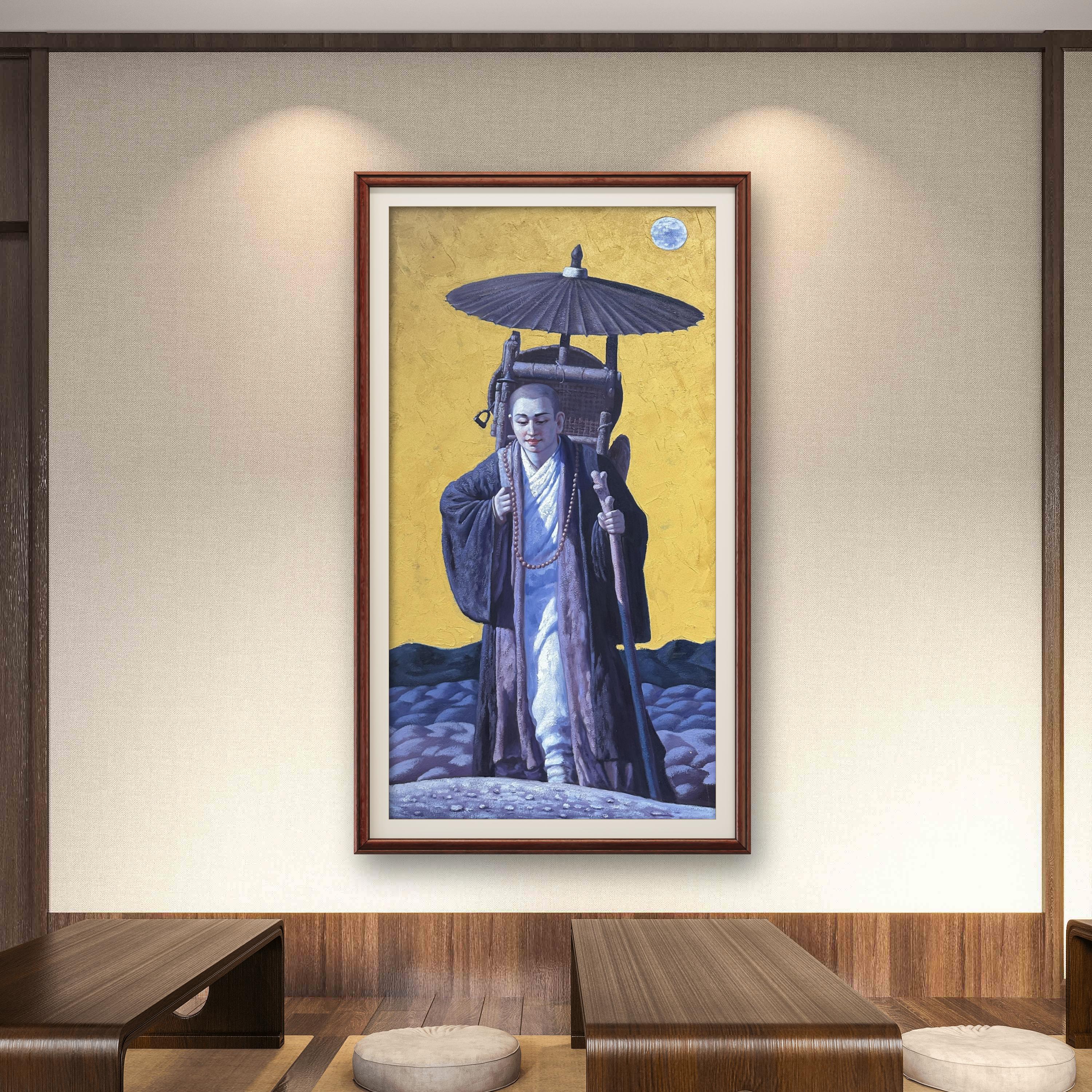 玄奘张俊龙原创油画肌理复刻版画办公室人物唐僧茶室六禅意装饰画