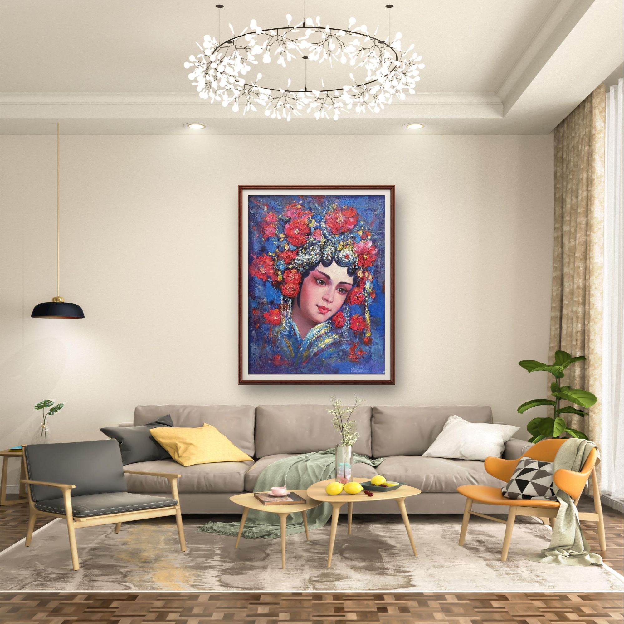 戏剧京剧人张俊龙原创油画肌理复刻版画京剧人物书房装饰画挂画