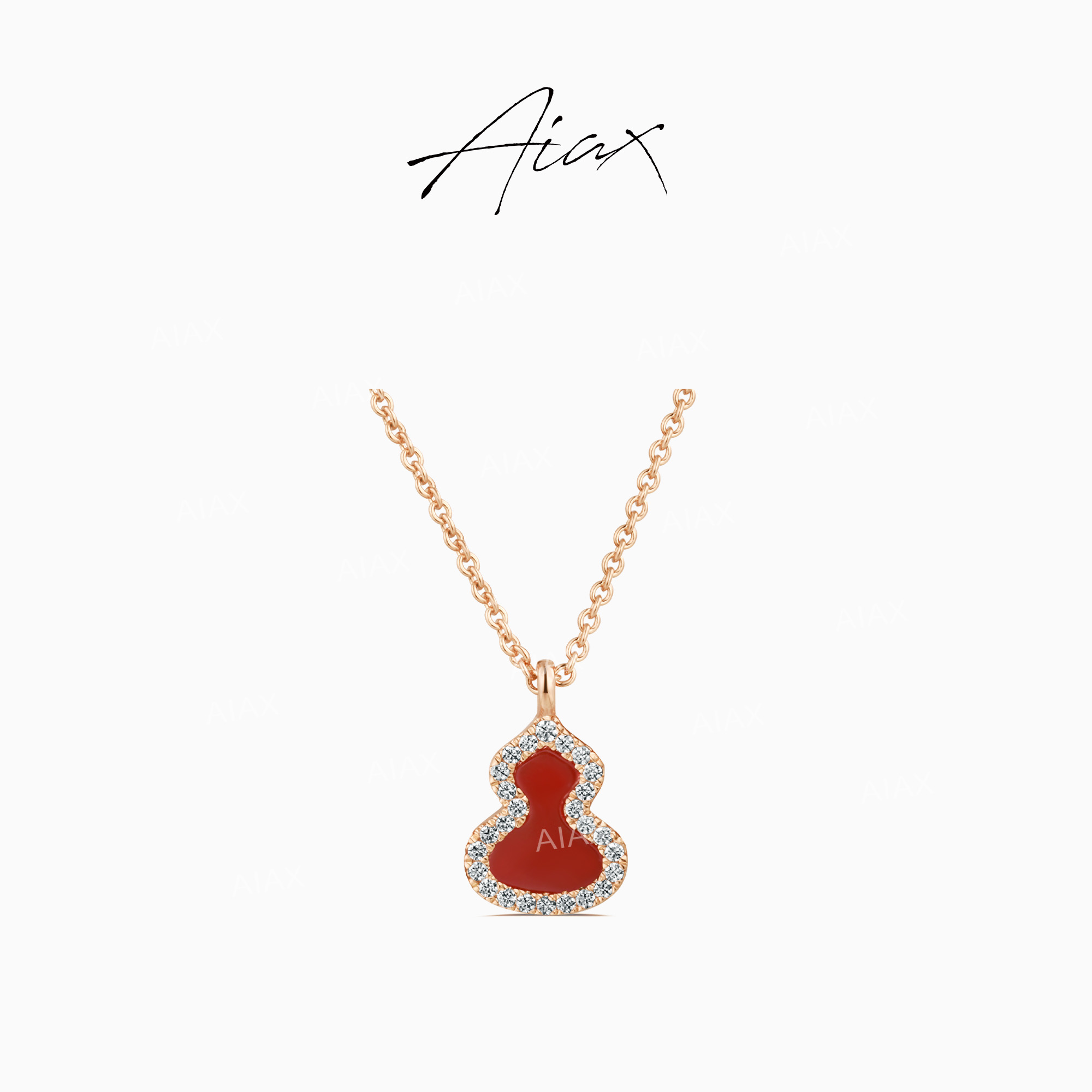 坠链均925银合成锆石 气质轻奢精美红葫芦蛇年红色项链TSJ9391