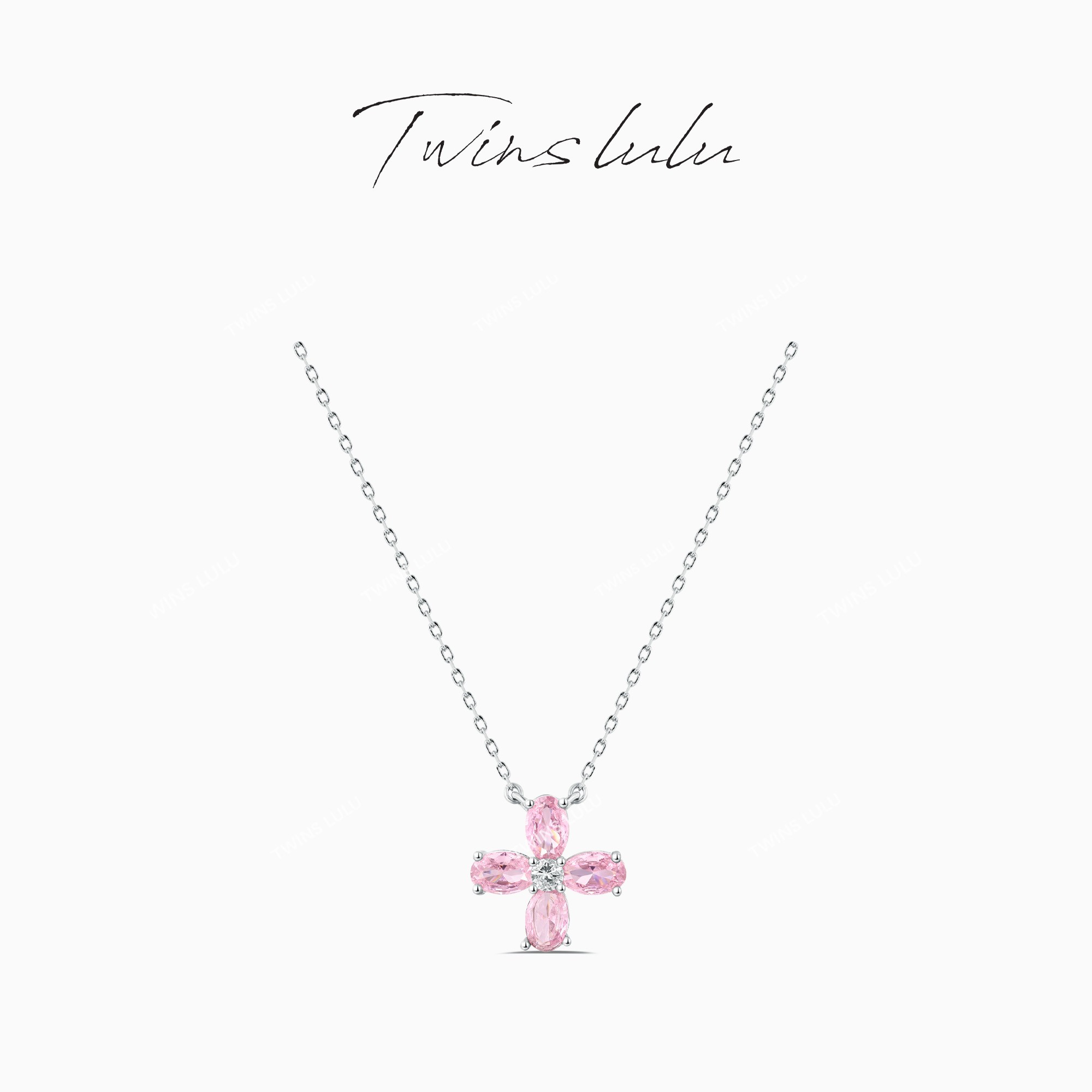 TWINS LULU925银镀k金首饰女款礼物四叶花瓣锁骨链女项链TSJ9109