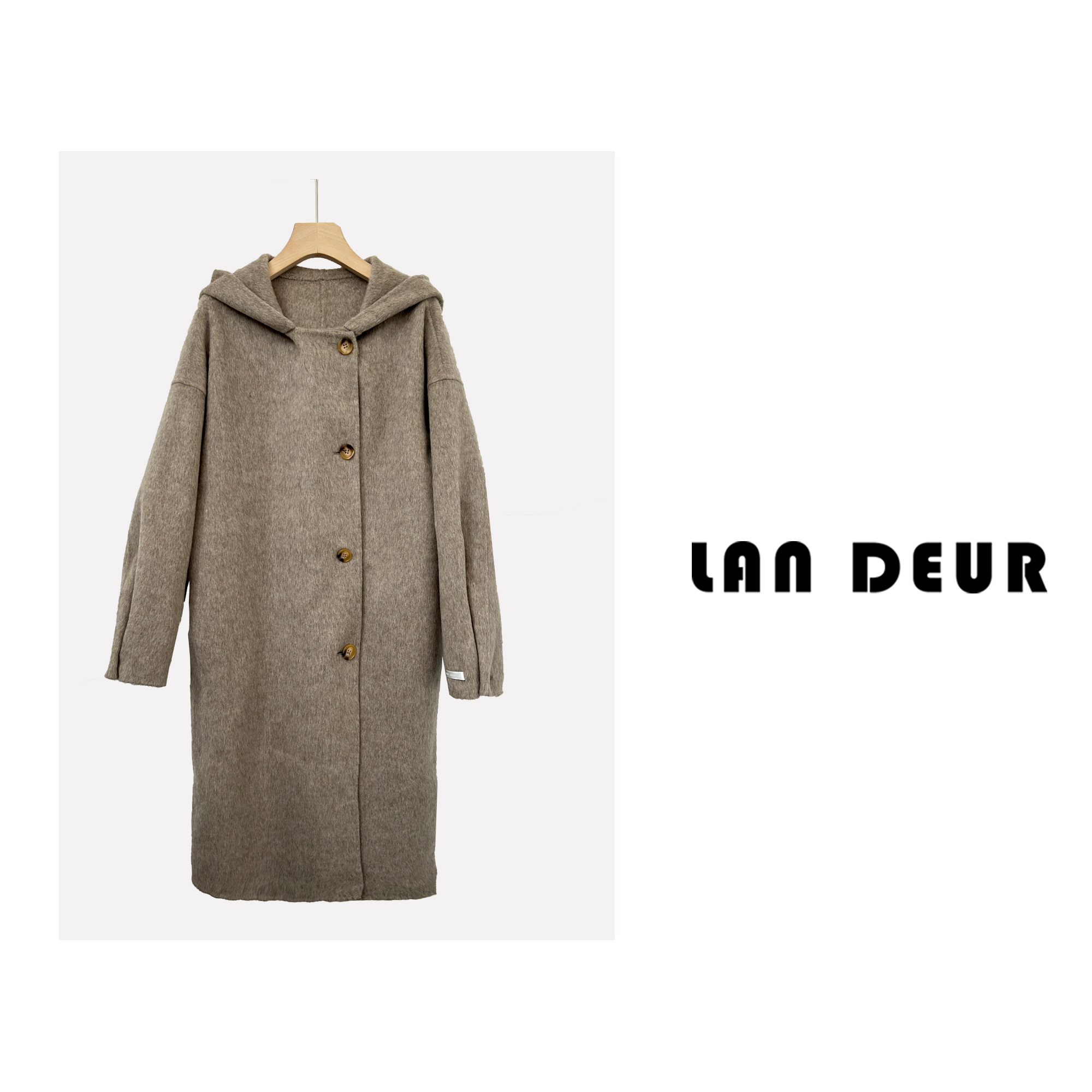 JIUJIU 【永恒】经典气质中长款秋冬连帽毛呢大衣0819