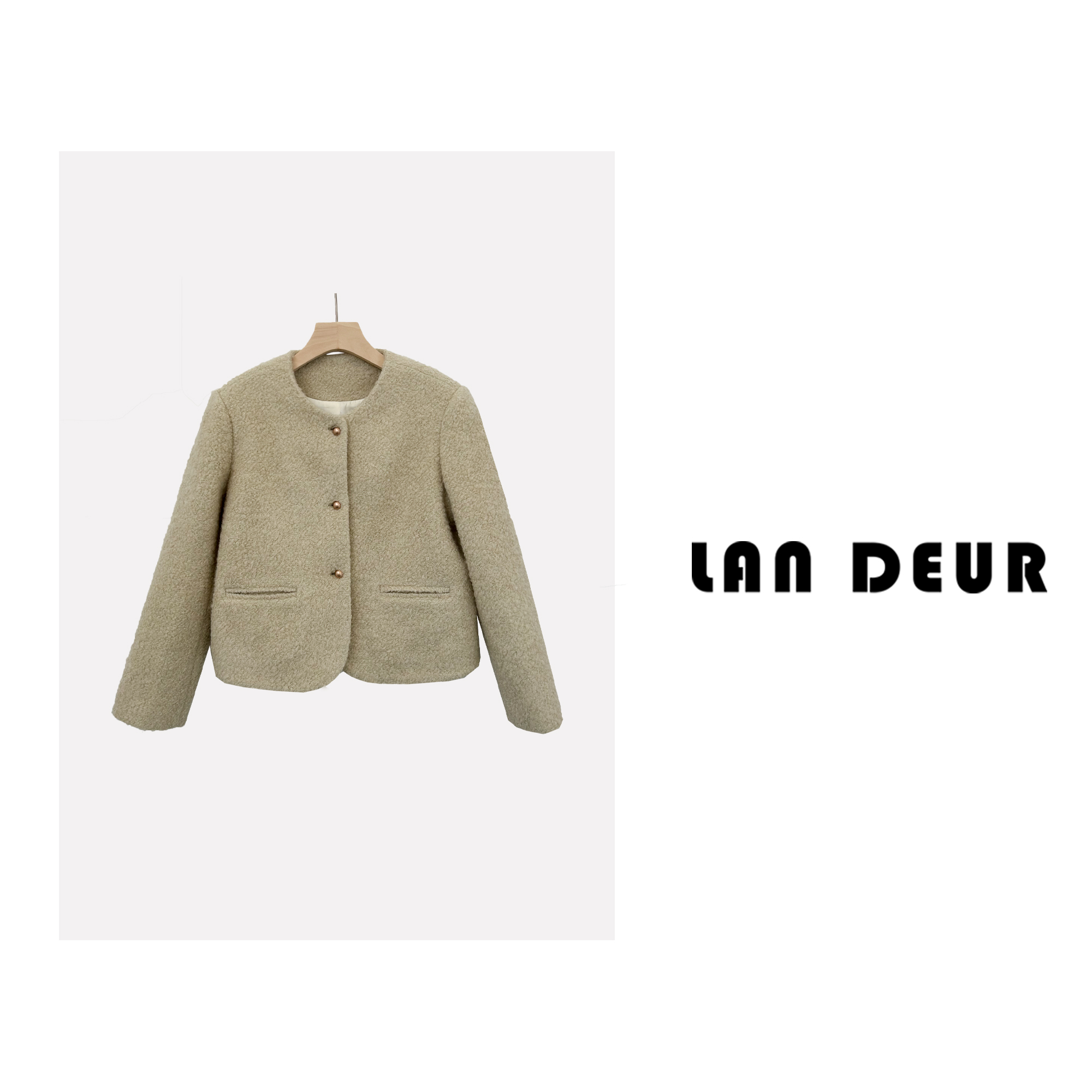 KEKE【怦然心动】绵羊毛简约百搭时尚圆领气质轻奢小香风外套女上衣